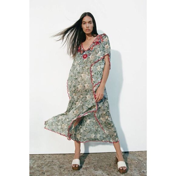 ZARA Embroidered Tunic Dress Limited New - Picture 4 of 11